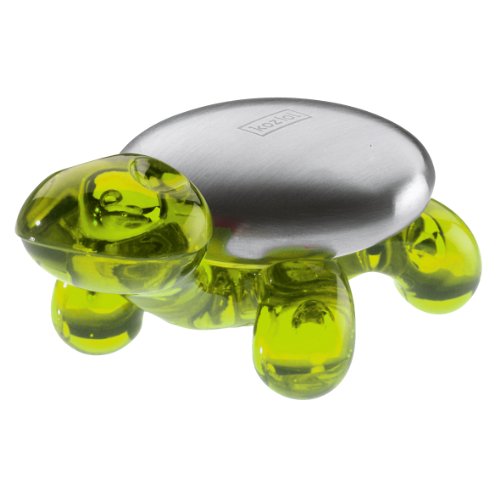 koziol Edelstahlseife mit Halter Amanda, Kunststoff, transparent olivgrün, 6.2 x 10 x 4.7 cm